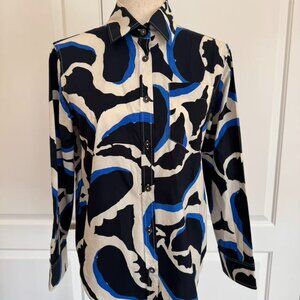 100% Marni Navy/Light Blue/White Long sleeves shirt, Sz S